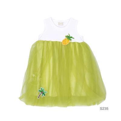 JUSBE KIDS- PINEAPPLE JEWELED TULLE GIRLS DRESS