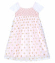 JUSBE Kids: LONG GOLD/BLUSH POLKA Dot Layered Tulle Dress