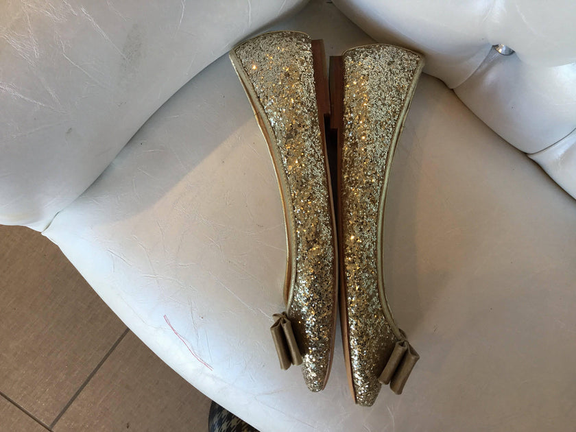 Kate spade♠️ Metallic Sequin Bow-front Ballet Flat 8M EUC