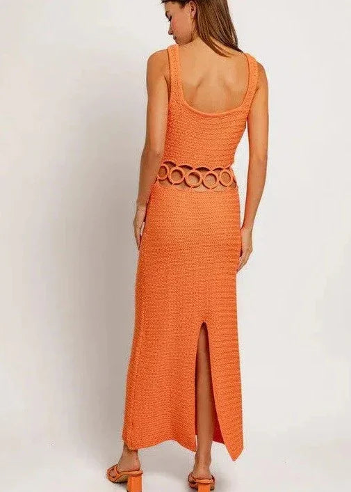 Sunset Stroll Circle Crochet Midi Dress