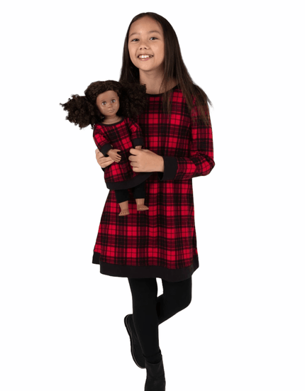 Matching Girl and Doll Plaid Dress fits American Girl and 18