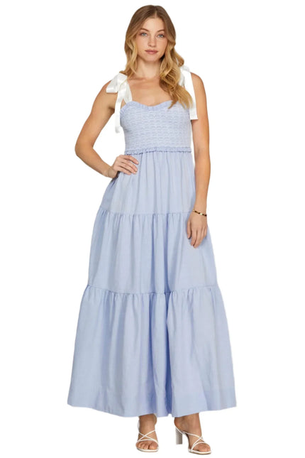women light blue wedding guest midi dress full length