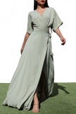 Lilly Wrap Dolman Sleeve Woven Maxi Dress