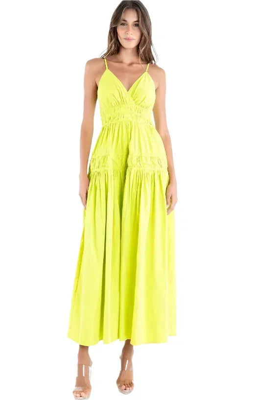 women lime cotton poplin maxi dress with pockets summer outfit