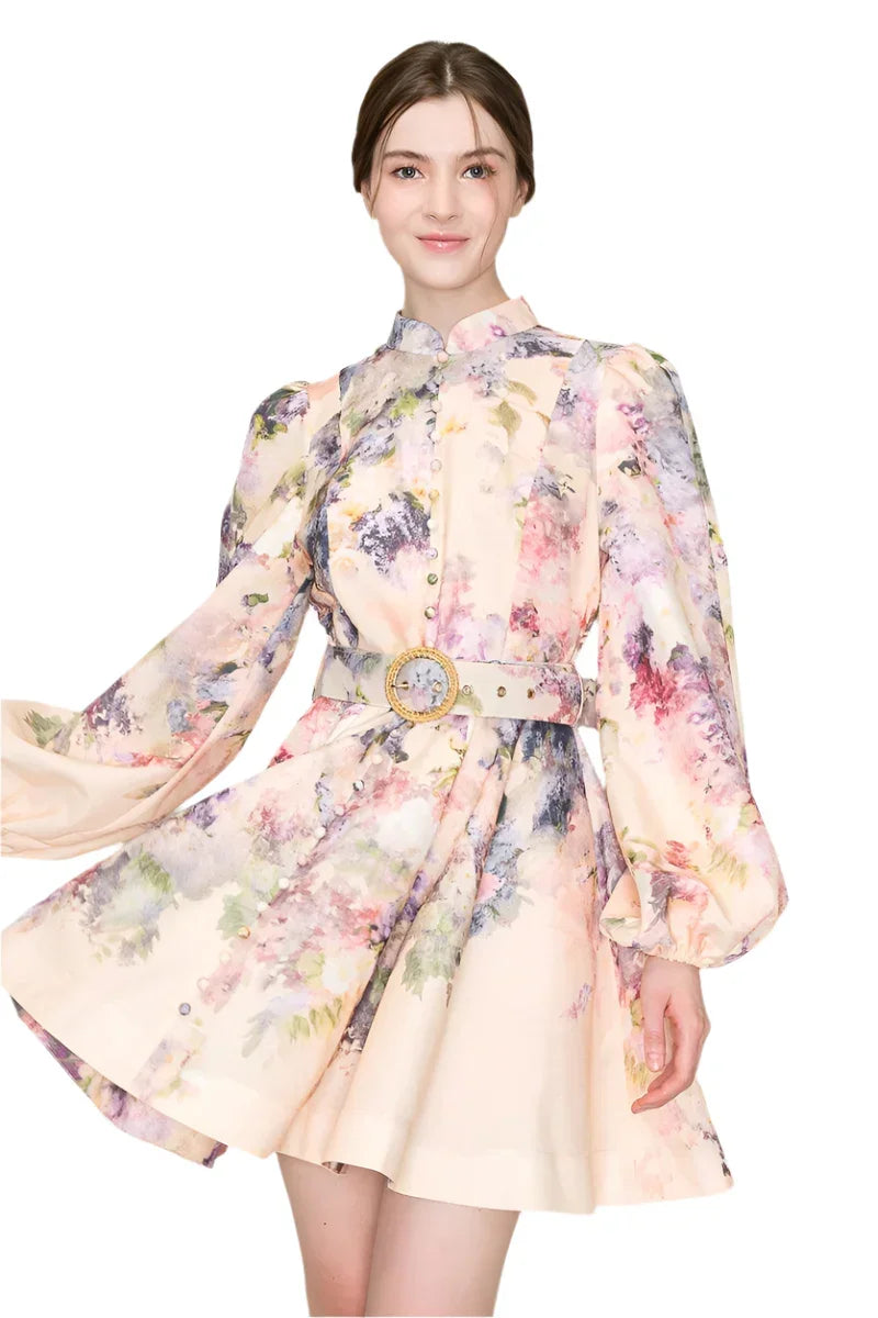 Bridgerton Tea Time Floral Peach Mini Dress - Cape Cod Fashionista