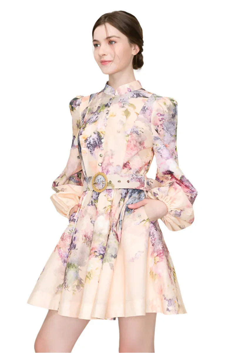 Bridgerton Tea Time Floral Peach Mini Dress - Cape Cod Fashionista