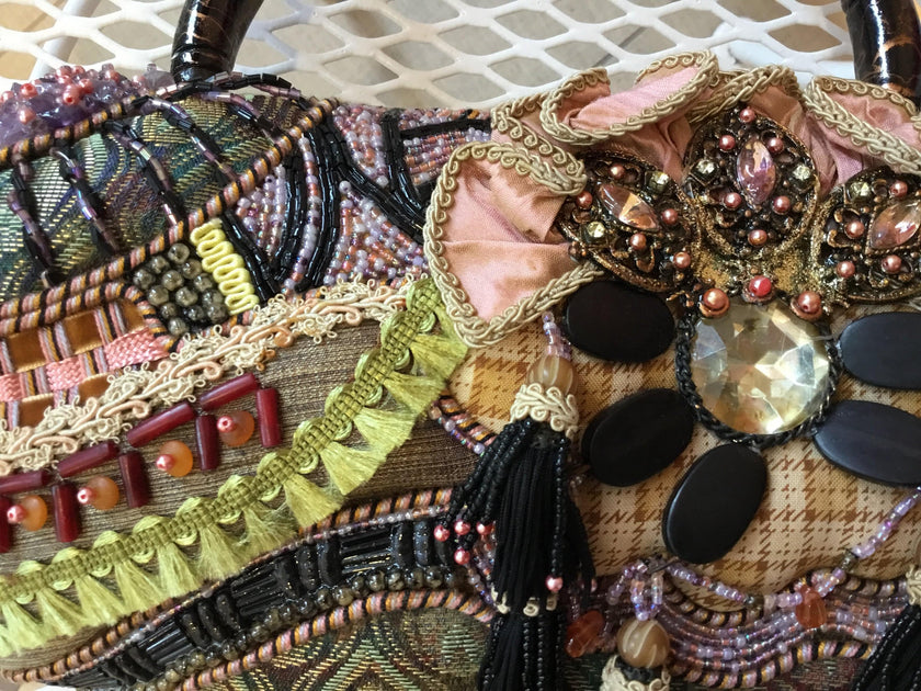 Mary Frances Beaded Fabric Handbag Boho Style EXCELLENT USED CONDITION