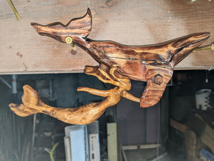 Cape Cod Hand-Carved Mermaid & Whale Wood Sculpture – Coastal Beach House Wall Art by D.Q.R.