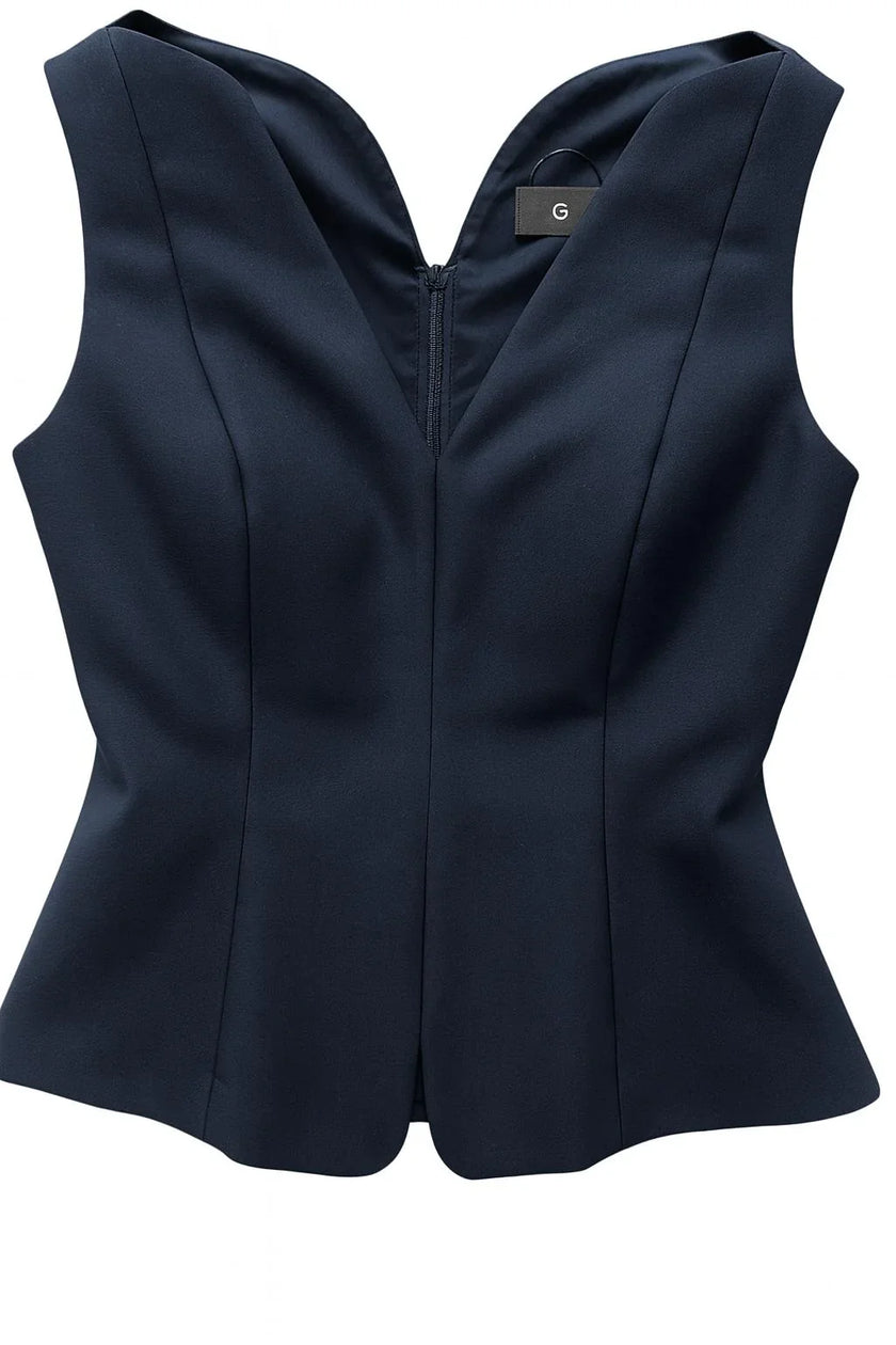 Gracia Blue Zip-Up Evening Vest –