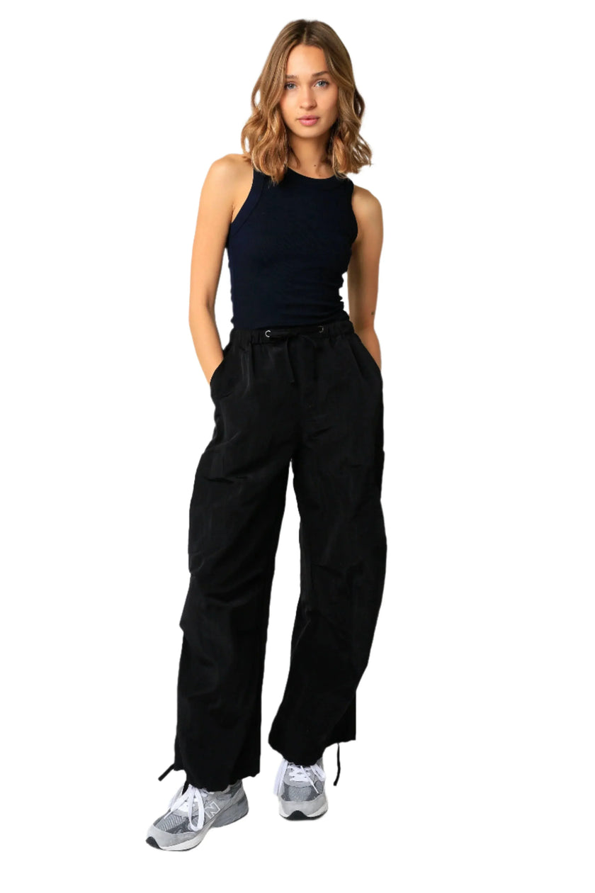 OLIVACEOUS Drawstring Parachute Cargo Pants