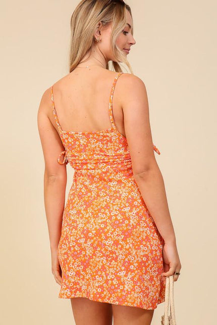 Orange Blossom Tie Mini Dress