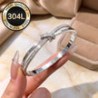 Silver Tone Triple Ring Bangle Bracelet Stainless Steel Stackable