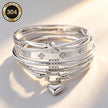 Silver Tone Triple Ring Bangle Bracelet Stainless Steel Stackable