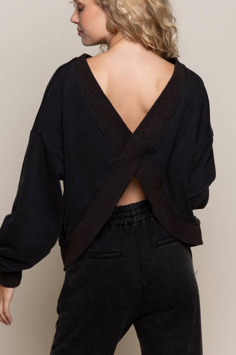 POL REVERSIBLE Cotton Oversize V-Cut Out Sweatshirt - Cape Cod Fashionista