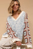 POL Chenille Granny Square Crochet Knit Sweater Beachy Bohemian Hoodie