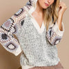 POL Chenille Granny Square Crochet Knit Sweater Beachy Bohemian Hoodie