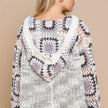 POL Chenille Granny Square Crochet Knit Sweater Beachy Bohemian Hoodie