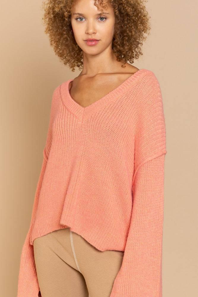 POL Sharah’s Split Sleeve Timeless Bell Knit Sweater