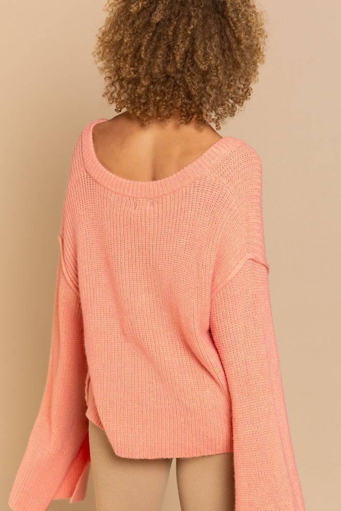 POL Sharah’s Split Sleeve Timeless Bell Knit Sweater