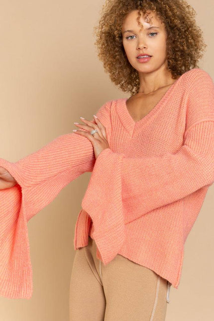 POL Sharah’s Split Sleeve Timeless Bell Knit Sweater