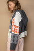 POL Valentine Heart Color Block Bell Sleeve Hooded Sweater