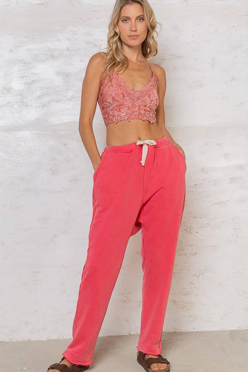 women coral cropped hoodie relaxed jogger athleisure outfit