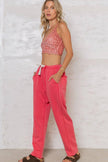 POL Flamingo Cropped Hoodie & Jogger Lounge Set for Women – French Terry Matching Set