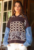 POL Timeless TIKTOK Famous BOHO Denim Soft Knit Hoodie Sweater