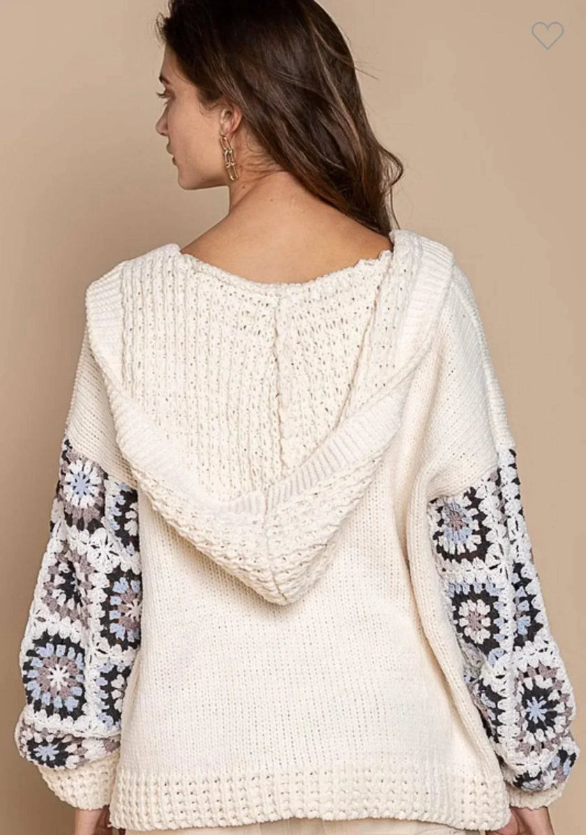 POL Cozy Crochet Granny Patchwork Cardigan Hoodie