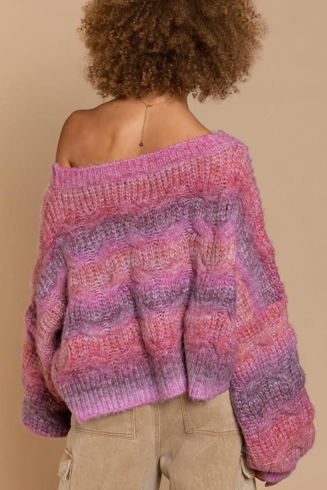 POL Oh So Berry Balloon Sleeve Sweater