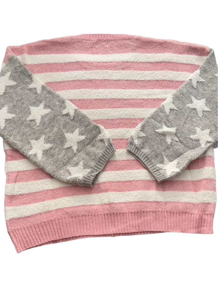 POL OVERSIZED KNIT PINK American Flag Leisure Sweater