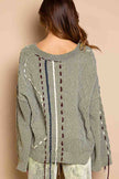 POL Aran weave Chenille Drawcord Women's Sweater