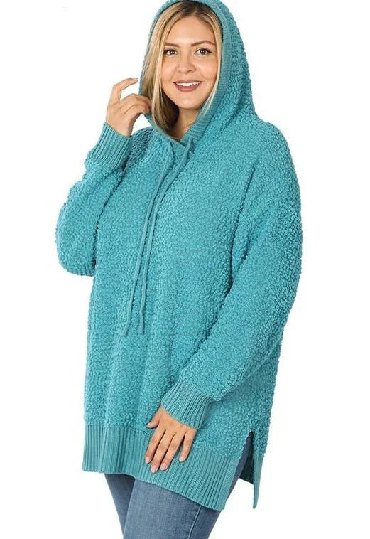 Oversized Blue Popcorn Hoodie in Plus Size