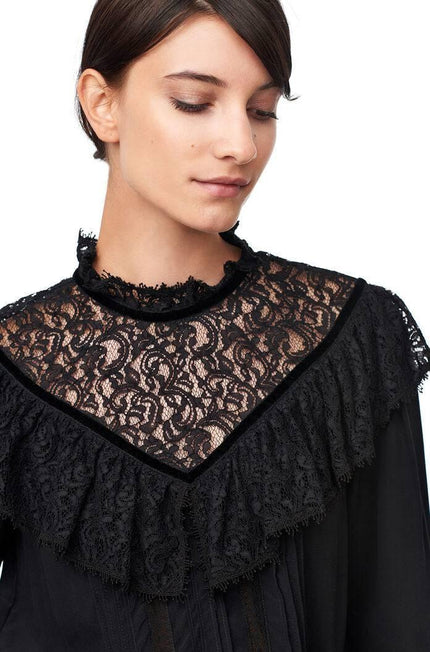 Rebecca Taylor Victorian-Inspired Pintuck Silk Lace Blouse – NWT Size 6
