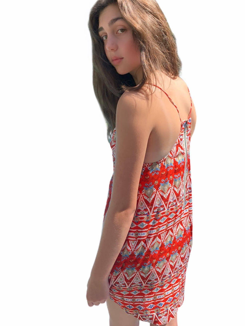 RUMOR BOUTIQUE - Print Crochet Mini Dress/top medium - FEATURED