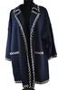 ST JOHN  Navy Knit Cardigan with White Piping - Size Medium NWT