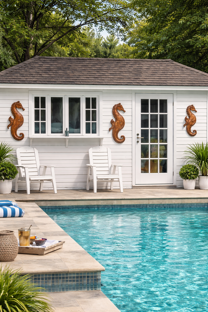 Cape Cod Hand-Carved Wooden Seahorse Wall Art – Coastal Beach House Decor by D.Q.R.