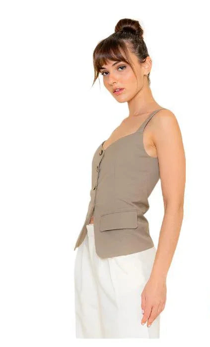 Leo Button Down Corset Bodice Top