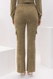 Olive Terry Cloth Lounge Set – Women’s Cropped Zip Jacket & Cargo Pants