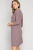 SHE + SKY - RIBBED KNIT DRESS WITH FRONT WRAP AND BUCKLES