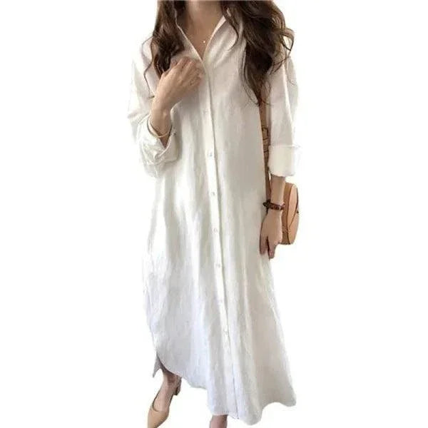 BOHO CHIC VACATION LINEN SHIRT DRESS