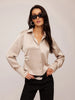 Silky Elegance Woman's Button Down Satin Luxe Blouse