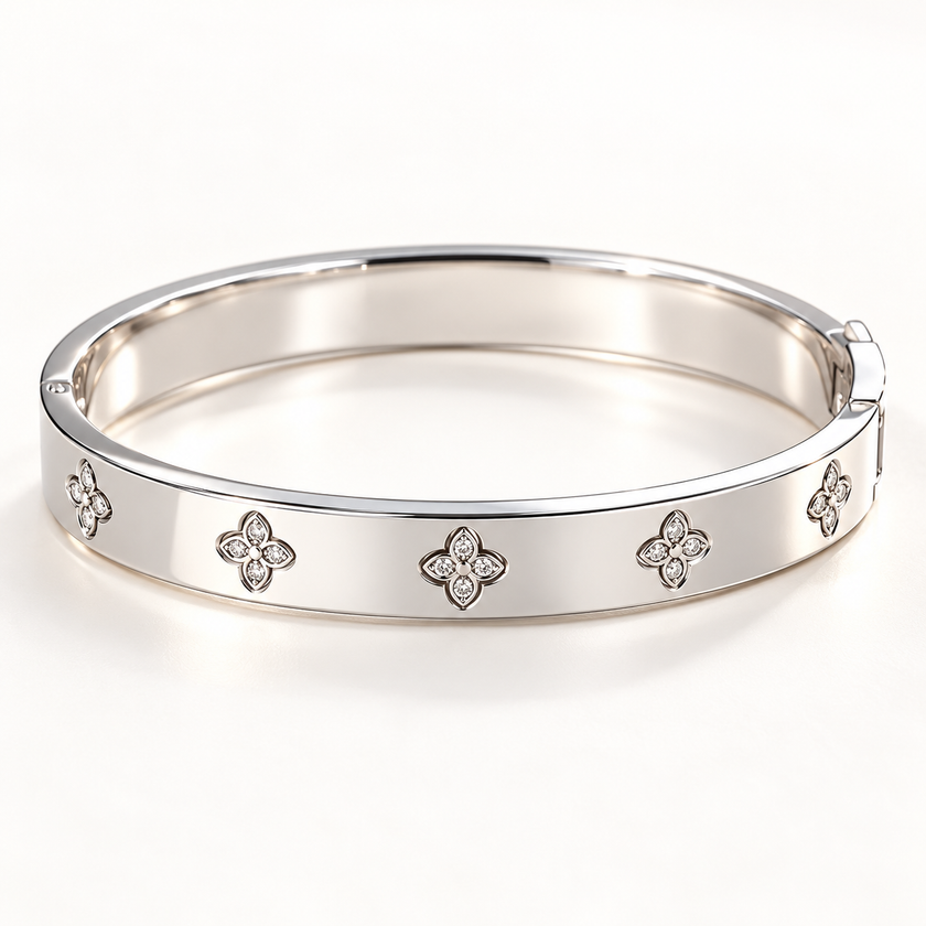 Silver Tone Triple Ring Bangle Bracelet Stainless Steel Stackable