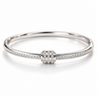 Silver Tone Triple Ring Bangle Bracelet Stainless Steel Stackable