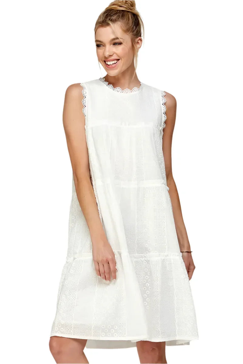 Sundance Tiered Midi Eyelet Summer Dress