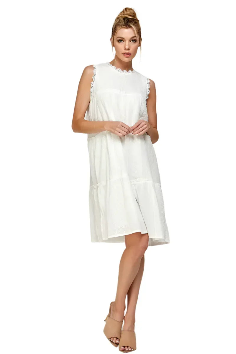 Sundance Tiered Midi Eyelet Summer Dress