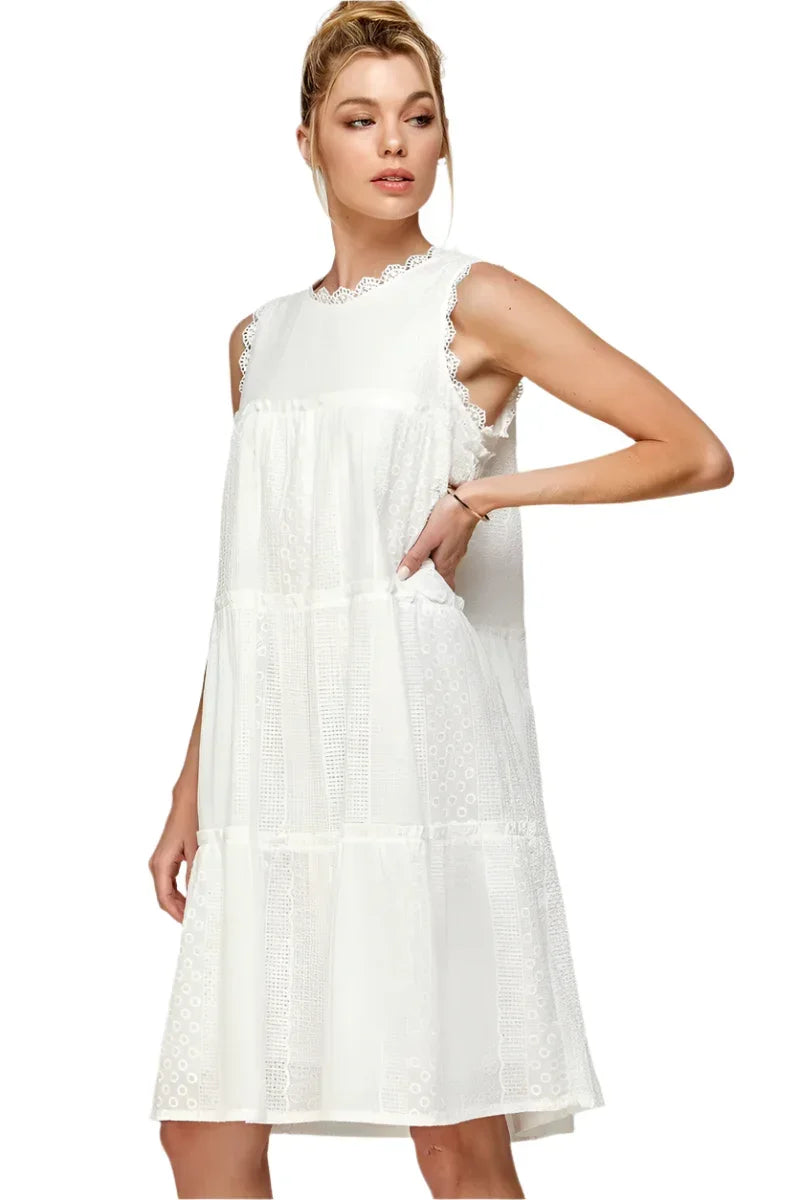Sundance Tiered Midi Eyelet Summer Dress