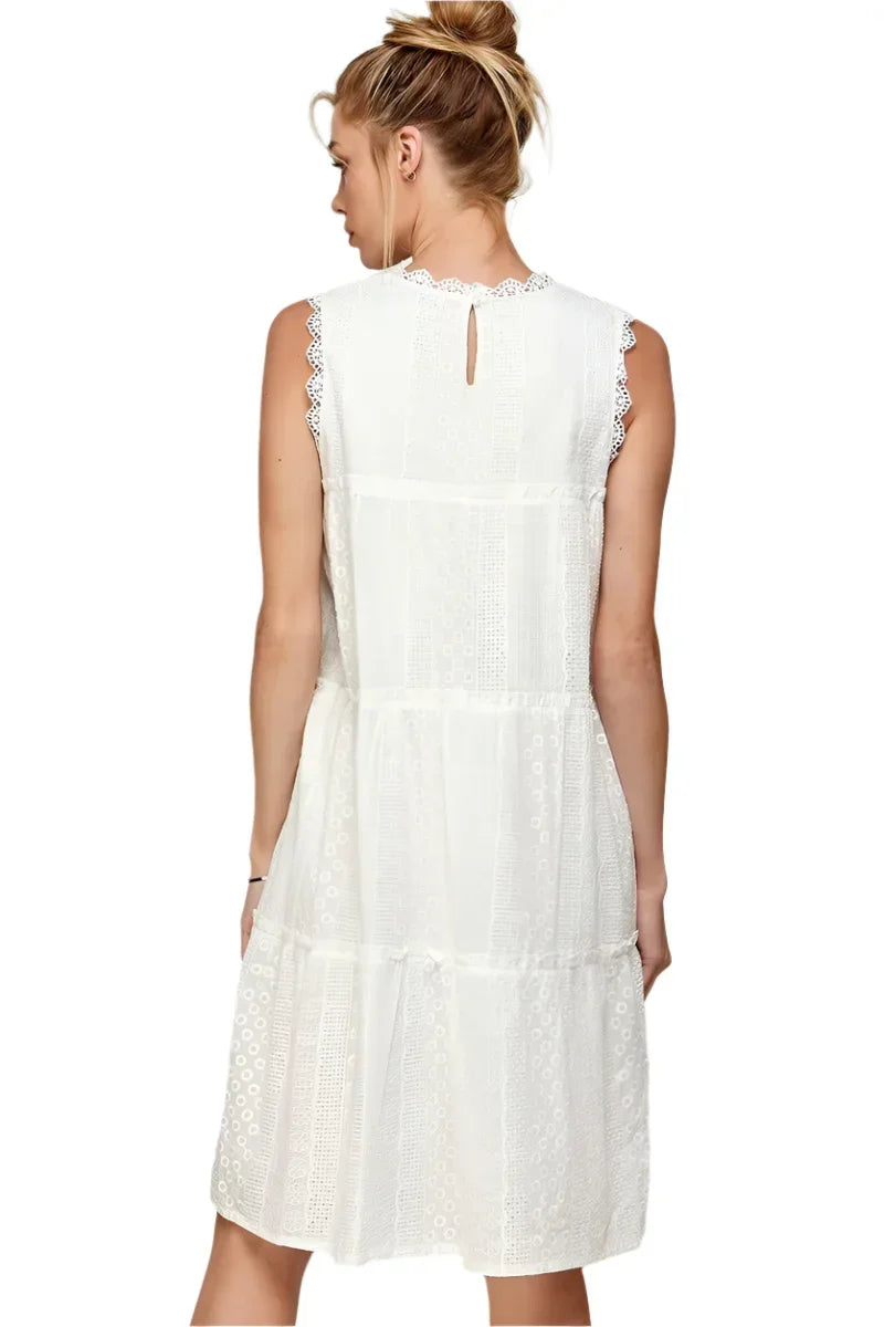 Sundance Tiered Midi Eyelet Summer Dress