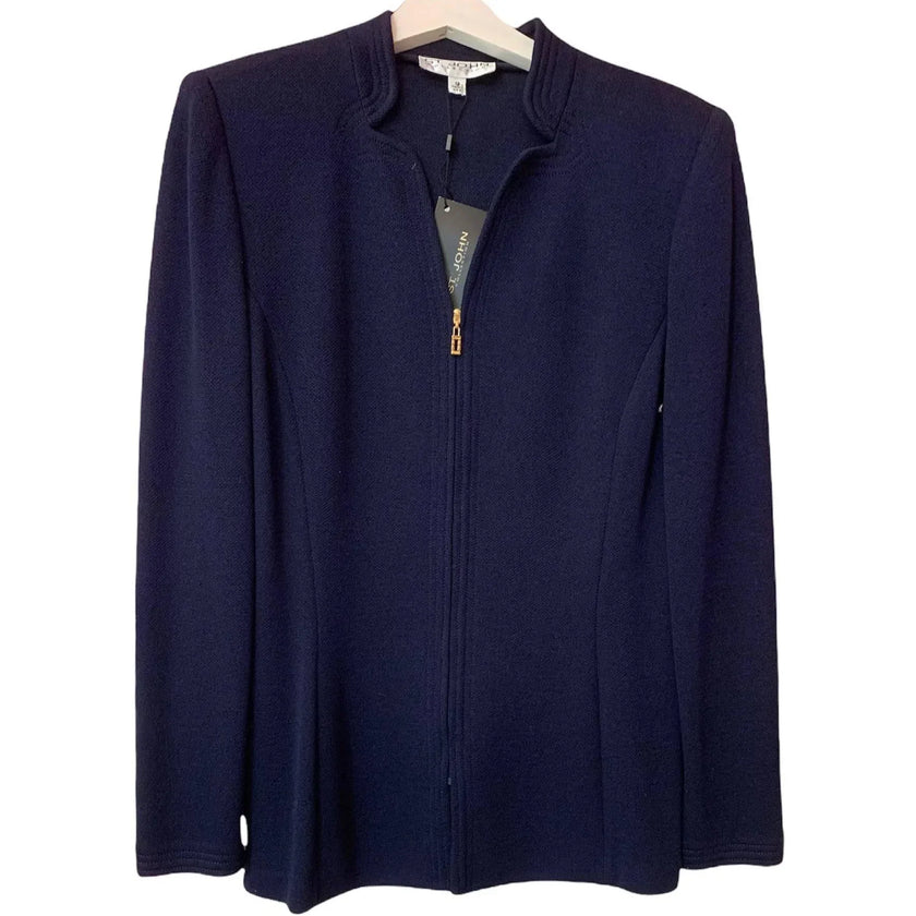 ST. JOHN COLLECTION Navy Elegance: Contemporary Blazer Size 12 - NWT