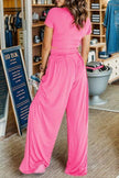 Short Sleeve Top and Wide Leg Pants Set